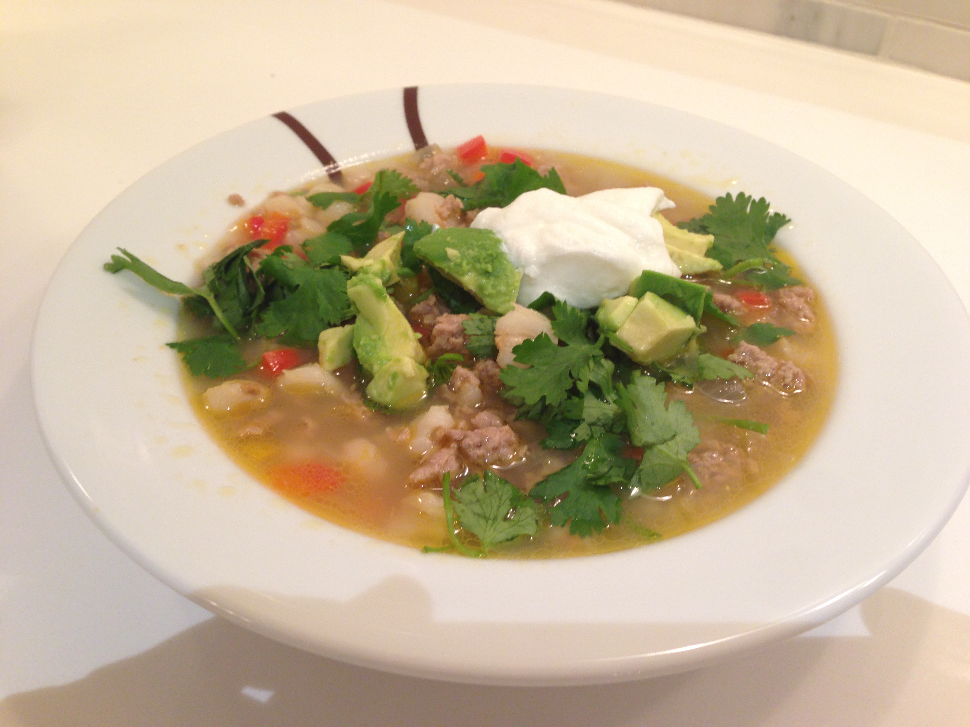 White Turkey Chili with Hominy and Lime